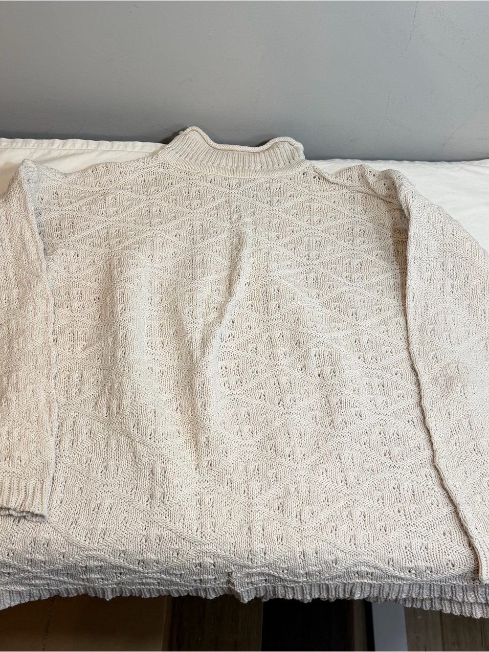 Vintage 90s Absolutely Cotton 100% mock neck cream tunic sweater large